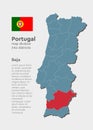 Vector map Portugal and district Beja