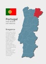 Vector map Portugal and district Braganca