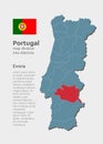Vector map Portugal and district Evora