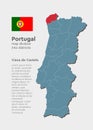 Vector map Portugal and district Viana do Costelo