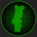 Template vector map outline Portugal on radar