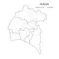 Geopolitical Vector Map of the Province of Huelva as of 2022 Royalty Free Stock Photo