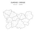 Administrative Map of the Province of Ourense as of 2022 - Spain - Vector Map
