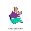 vector map of Puncak Sorik Marapi City colorful design, Province of North Sumatra illustration design template on white background