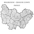 Vector map of the region Bourgogne - Franche-Comte, France
