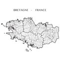 Vector map of the region of Brittany, France