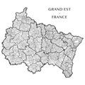 Vector map of the region Grand Est, France