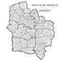Vector map of the region Hauts de France, France Royalty Free Stock Photo