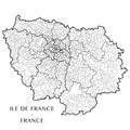 Vector map of the region Ile-de-France, France Royalty Free Stock Photo