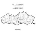 Vector map of the Regions of Flanders and Brussels capital, Belgium