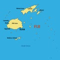 Vector map of Republic of Fiji - island country in Melanesia