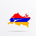 Vector map Republic of Tatarstan combined with Armenia flag Royalty Free Stock Photo