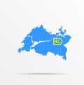 Vector map Republic of Tatarstan combined with  Idel-Ural State flag Royalty Free Stock Photo