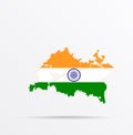 Vector map Republic of Tatarstan combined with Republic of India flag Royalty Free Stock Photo