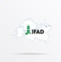 Vector map Republic of Tatarstan combined with International Fund for Agricultural Development IFAD flag Royalty Free Stock Photo