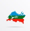 Vector map Republic of Tatarstan combined with Karachay-Cherkess Republic flag Royalty Free Stock Photo