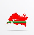 Vector map Republic of Tatarstan combined with Lezgins flag