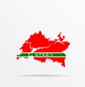 Vector map Republic of Tatarstan combined with Lezgins flag Royalty Free Stock Photo