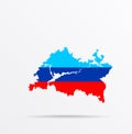 Vector map Republic of Tatarstan combined with Luhansk People`s Republic flag