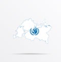 Vector map Republic of Tatarstan combined with Office of the High Commissioner for Human Rights OHCHR flag
