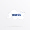 Vector map Republic of Tatarstan combined with Organization for Security and Cooperation in Europe OSCE flag Royalty Free Stock Photo
