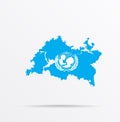 Vector map Republic of Tatarstan combined with United Nations Childrens Fund UNICEF flag
