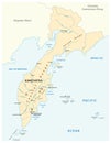 Vector map of the russian far east region Kamchatka