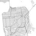 Vector map of San Francisco city. Urban grayscale poster. Road map with metropolitan city area view