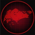 Template vector map outline Singapore on radar
