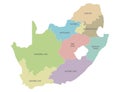 Vector map of South Africa with provinces and administrative divisions