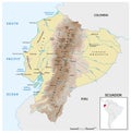 Vector map of the South American Andean country of Ecuador