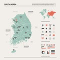 Vector map of South Korea. High detailed country map with division, cities and capital Seoul. Political map, world map,