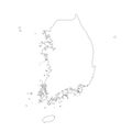 Vector map South Korea. Isolated vector Illustration. Black on White background. Royalty Free Stock Photo