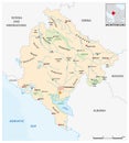 Vector map of the southeast European Republick Montenegro