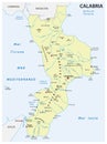 Vector map of the southern Italian region of Calabria in Italian language Royalty Free Stock Photo