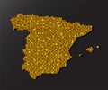 Vector map Spain made gold sequins or glitters