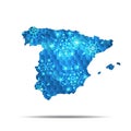 Vector map of Spain with snowflakes. Winter illustration for your design. Royalty Free Stock Photo