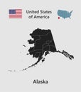 Vector map state Alaska, flag and map USA Royalty Free Stock Photo