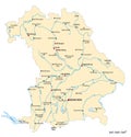 Vector map of the state of Bavaria with major cities, Germany