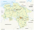 Vector map of the state of Lower Saxony in german language, Germany Royalty Free Stock Photo