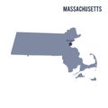 Vector map State of Massachusetts isolated on white background. Royalty Free Stock Photo