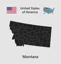 Vector map state Montana, flag and map USA Royalty Free Stock Photo