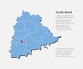 Vector map state Telangana, country India template