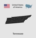 Vector map state Tennessee, flag and map USA