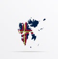 Vector map Svalbard, Spitsbergen, Spitzbergen combined with Svalbard flag Royalty Free Stock Photo