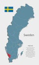 Vector map Sweden, county Halland Royalty Free Stock Photo