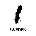 Vector map Sweden. Isolated vector Illustration. Black on White background. Royalty Free Stock Photo