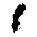 Vector map Sweden. Isolated vector Illustration. Black on White background. Royalty Free Stock Photo