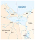 Vector map of the Szczecin Lagoon in the estuary of the Oder River in the Baltic Sea