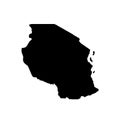 Vector map Tanzania. Isolated vector Illustration. Black on White background. Royalty Free Stock Photo